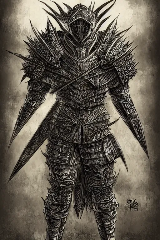 Prompt: armoured warrior, symmetrical, highly detailed, digital art, thorn themed armour, sharp focus, trending on art station, kentaro miura manga art style