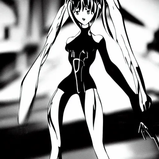 Image similar to neon genesis eva in old black and white photo