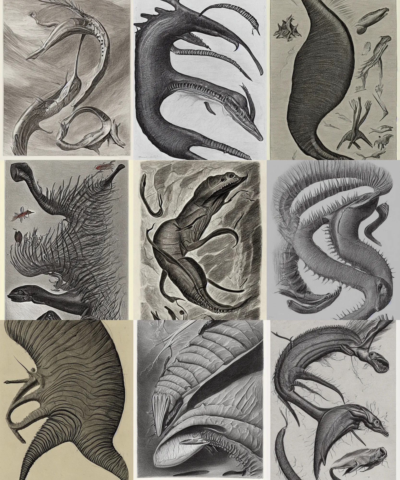 Prompt: a drawing of a fossil from the burgess shale. john james audubon, naturalism, wildlife drawing, mary anning