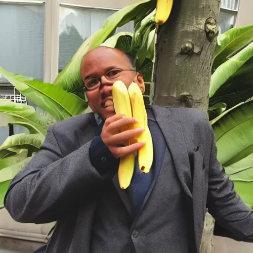 Prompt: marcel eris in washington eating a banana