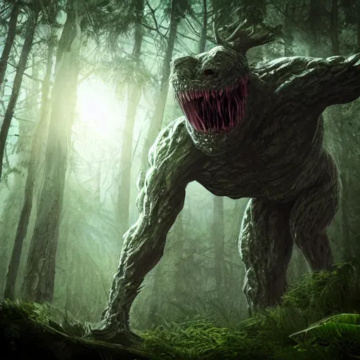 Image similar to a monster emerging from a forest