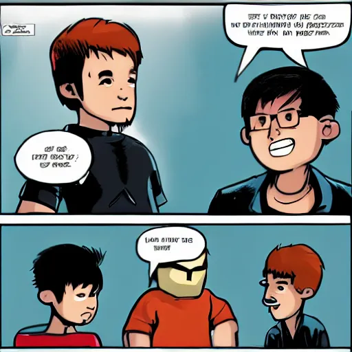 Image similar to penny arcade panel featuring tycho and gabe, textless, textless, wordless