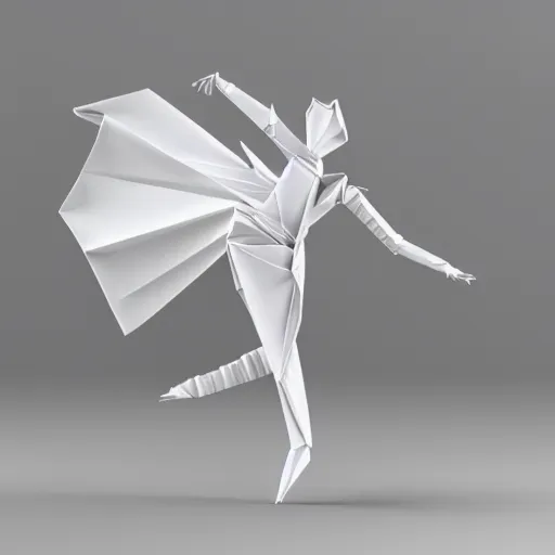 Image similar to origami dancer in white paper, 3 d render, ultra - detailed, on white background, studio shot