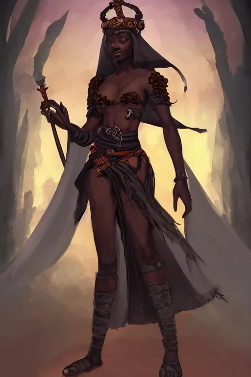 Image similar to beautiful ninja african princess with an afro. wearing cloak, medieval body armor, artgerm, trending on artstation, d & d character concept art, inspired by brom, standing in the streets of waterdeep, bokeh