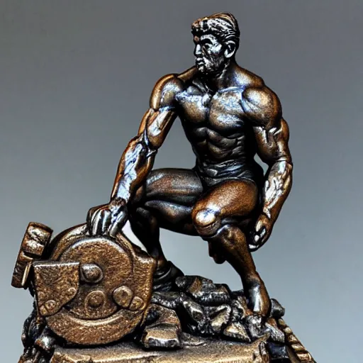 Image similar to the statue of the thinker!!!, painted!!!!!! wargaming miniature, higly detailed, 4 k