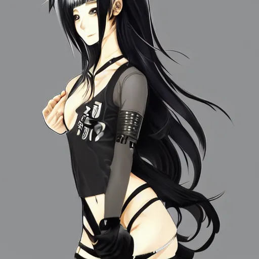 Image similar to upper body portrait of a beautiful girl with long black hair, wearing black riot gear, holding AR-15, drawn by WLOP, by Avetetsuya Studios, attractive character, colored sketch anime manga panel, trending on Artstation