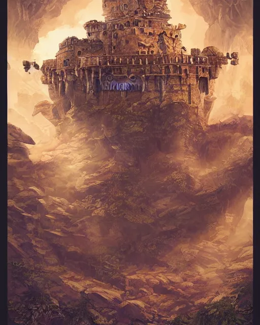 Prompt: digital painting of paramonga fortress, by filipe pagliuso and justin gerard, symmetric, fantasy, highly detailed, realistic, intricate, portrait, sharp focus, tarot card