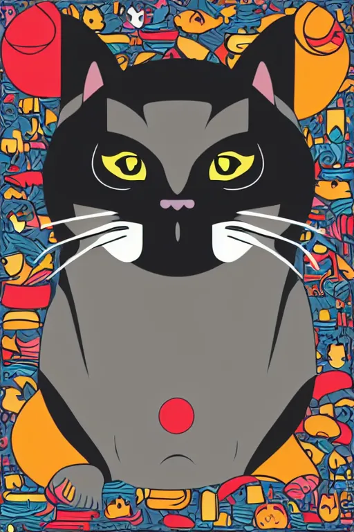 Image similar to Portrait of a cat as a sumo wrestler, sticker, colorful, illustration, highly detailed, simple, smooth and clean vector curves, no jagged lines, vector art, smooth