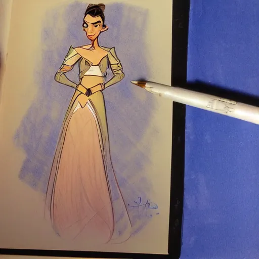 Image similar to milt kahl sketch of victoria justice as princess padme in star wars episode 3