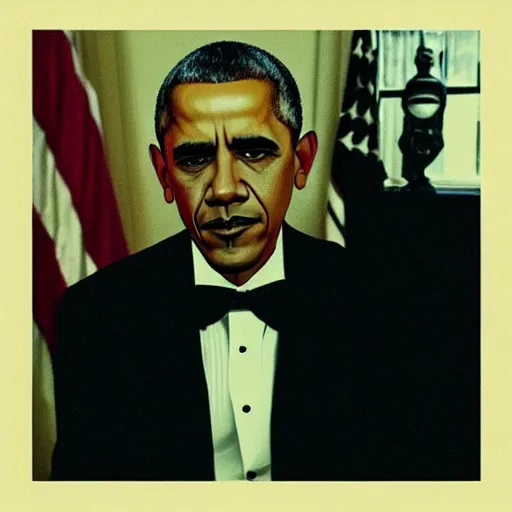 Image similar to “Obama in a Kubrick film”