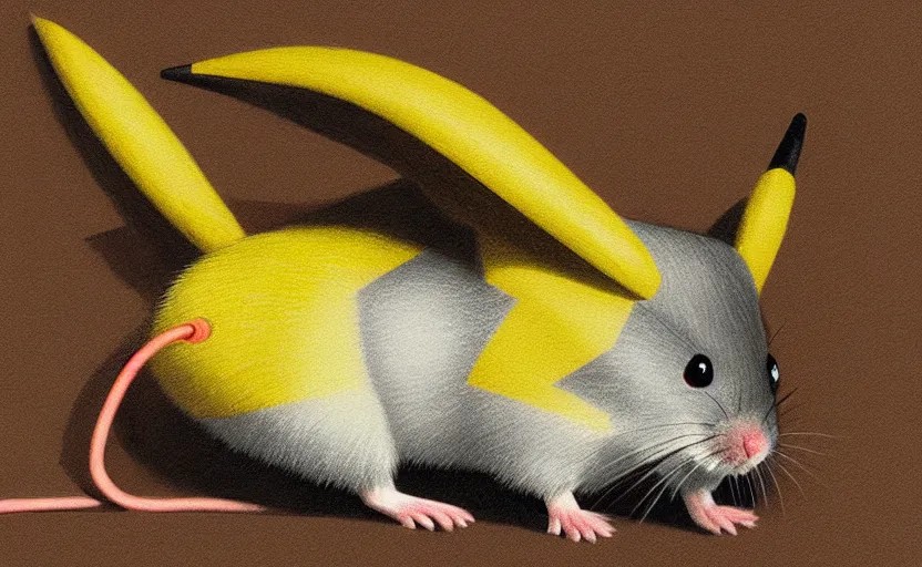 Prompt: scientific illustration of Pikachu the electric mouse, photorealistic art