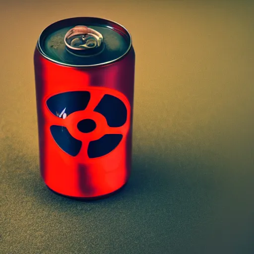 Prompt: photograph radioactive energy drink can, HD, 8k, RED camera