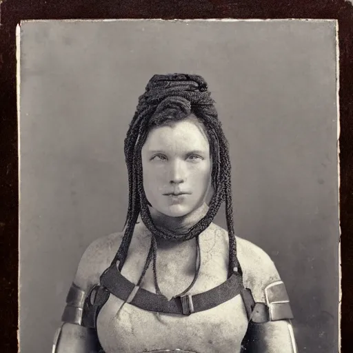 Prompt: potrait of female with cable surrounding her armor