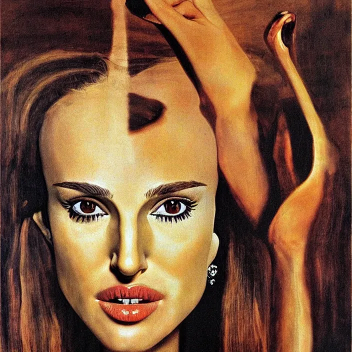 Image similar to a portrait of natalie portman by salvador dali, highly detailed