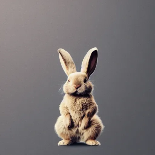 Prompt: a bunny squatting over a frappe, photograph, realistic