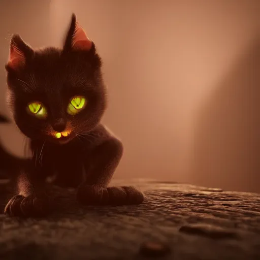 Image similar to evil kitten vampire, dramatic lighting, cinematic, establishing shot, extremely high detail, foto realistic, cinematic lighting, post processed, concept art, high details, cinematic, 8k resolution, beautiful detailed, photorealistic, digital painting, artstation, concept art, smooth, sharp focus, artstation trending, octane render, unreal engine