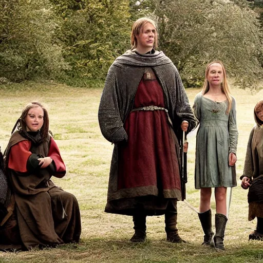 Image similar to scene from a 2 0 1 0 film set in medieval scandinavia showing a family portrait