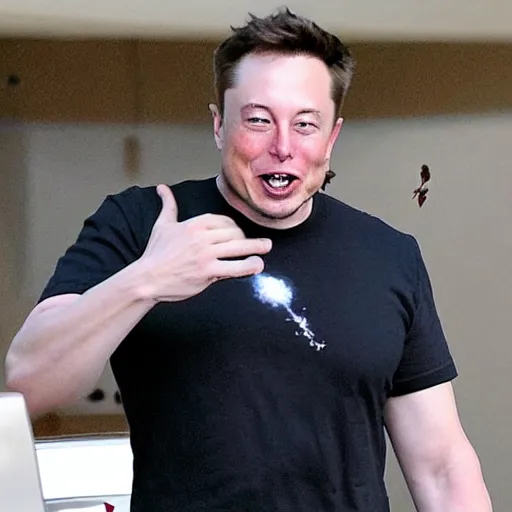 Prompt: paparazzi shot of elon musk grabbing on a rocket in mid-air, horror face, highly detailed skin, highly detailed face