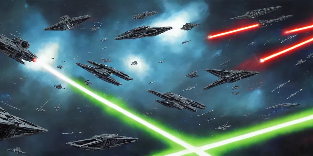 star wars space battle in outer space : swarm of small, Stable Diffusion