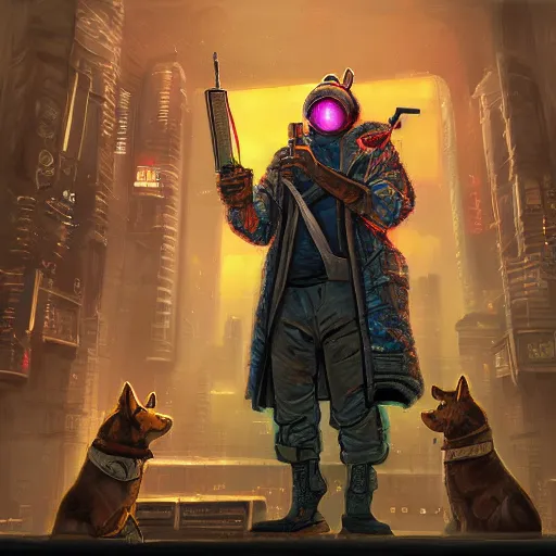 Prompt: beautiful fantasy painting of cyberpunk lofi corgi assassin king in his palace, by joMamma .Trending on Artstation, 8k, masterpiece, graffiti paint, fine detail, full of color, intricate detail, Golden Ratio illustration.