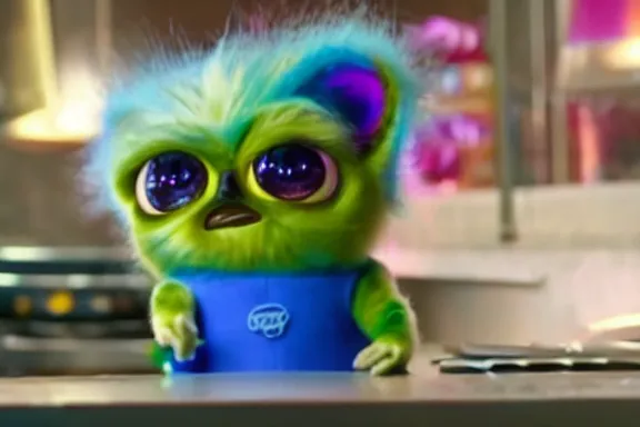 Prompt: a commercial for a really long furby