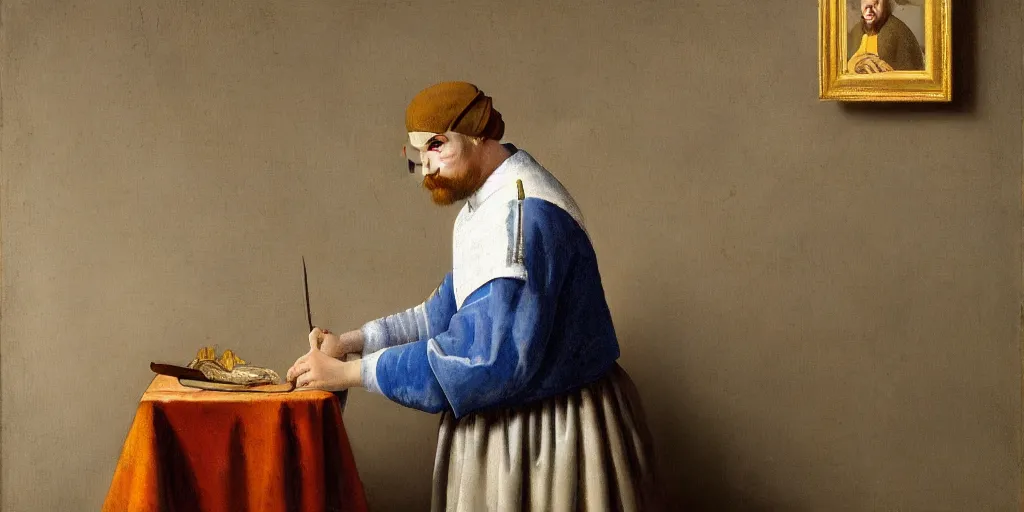 Image similar to a detailed portrait of Tobias Funke painted by Vermeer