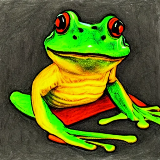 Image similar to a frog by internetsect, oil pastel, weird