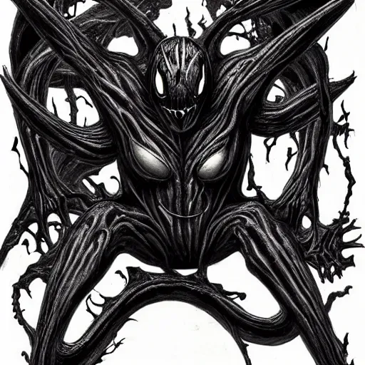 Image similar to venom symbiote by h. r. giger.