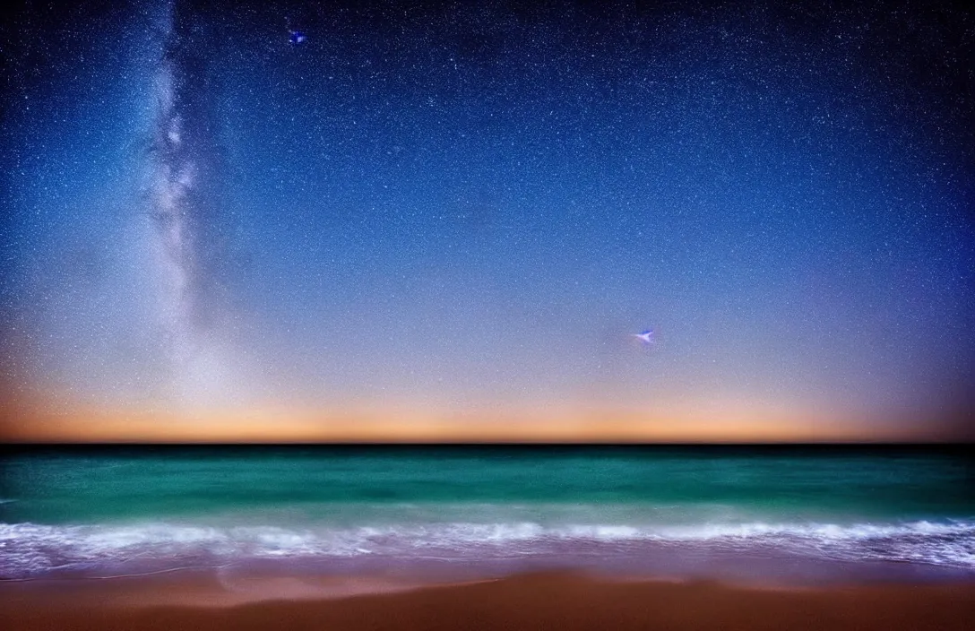 Image similar to beautiful starry sky, beach, at night