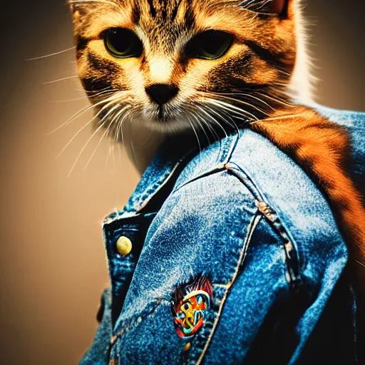 Image similar to yearbook style photo of cat on jacket cowboy