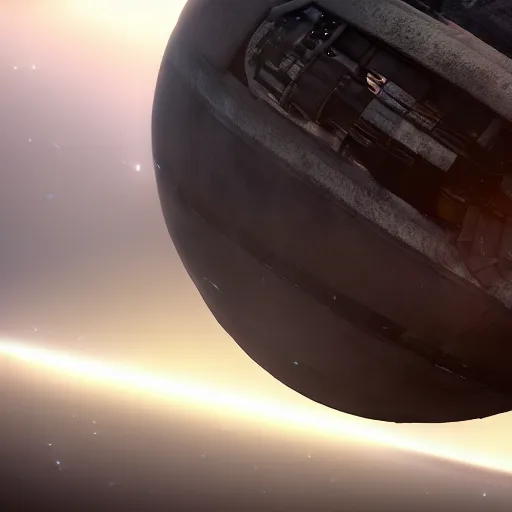 Prompt: super wide angle cinematic shot of alien sphere spacecraft, unreal engine