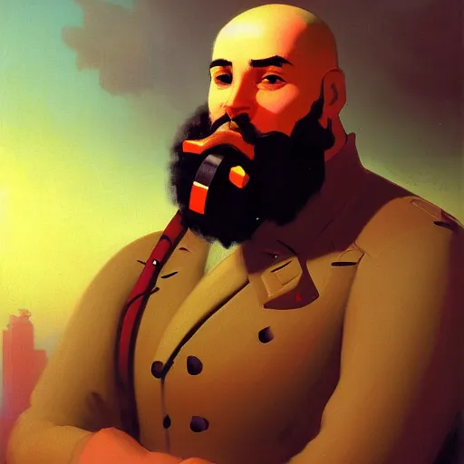 Prompt: painted portrait of tf 2 heavy weapons guy, by ivan aivazovsky