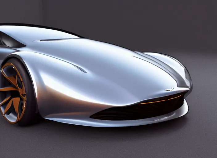 Image similar to futuristic Aston Martin (2053), concept art, Ash Torp, 3D render, Octane Render