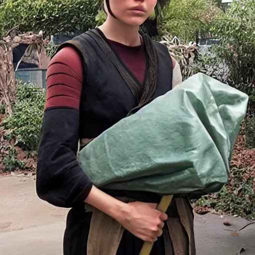 Image similar to rey skywalker as a sanitation worker