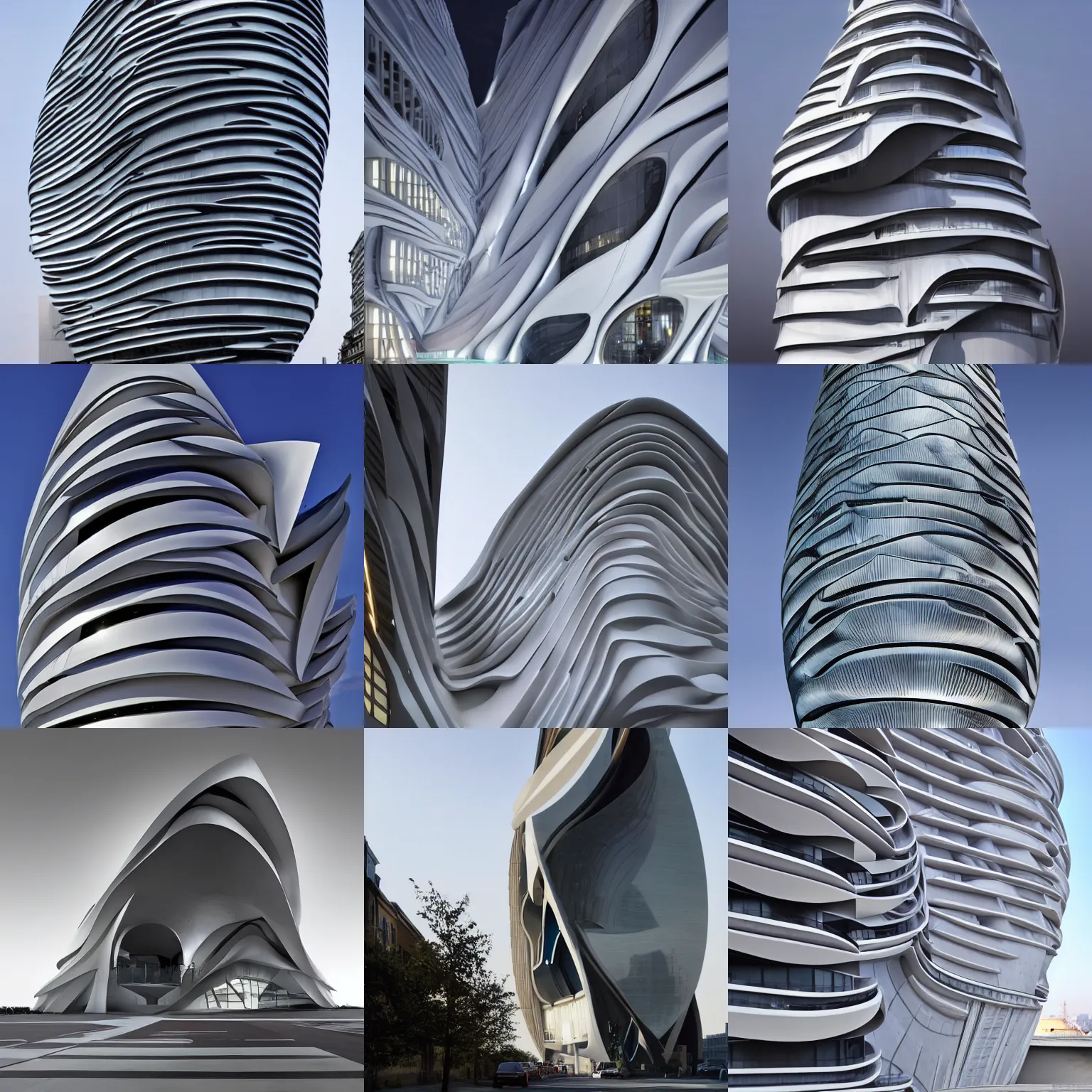 Prompt: a building in the moon by zaha hadid