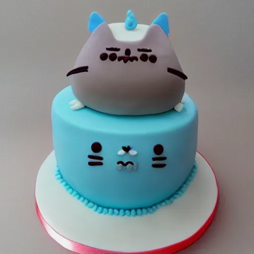 Prompt: a cake designed to look like pusheen