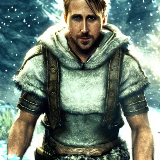 Image similar to ryan gosling in skyrim