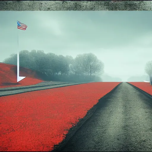 Prompt: politics, landscape, dystopian, war, real, red, blue, politicians, highly detailed 8k