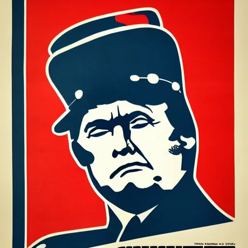 Prompt: propaganda poster with donald trump dressed as hitler