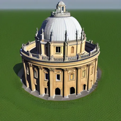 Prompt: radcliffe camera made in minecraft