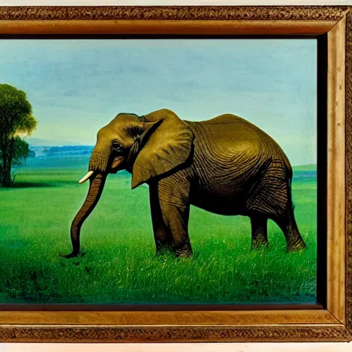 Prompt: Portrait of an elephant on a green meadow, style Franklin Booth