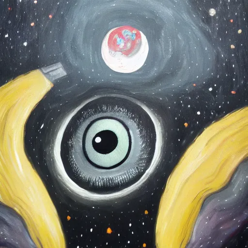 Prompt: many terrible eyes in space, terrible, oil painting, art of Valin Mattheis, babylon style, 4k, 8k ,