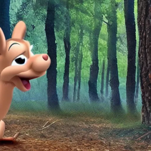 Prompt: Benjamin Netanyahu as a squirl in the forest, Disney style