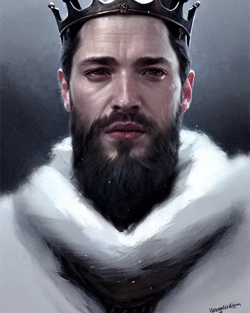 Image similar to the king in the north, with iron crown, without a beard | | realistic shaded, fine details, realistic shaded lighting painting by greg rutkowski, diego gisbert llorens, magali villeneuve, artgerm, jeremy lipkin, michael garmash, rob rey