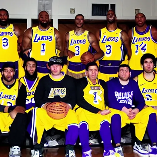 Image similar to Humpback Whales wearing Lakers jersey, team photo