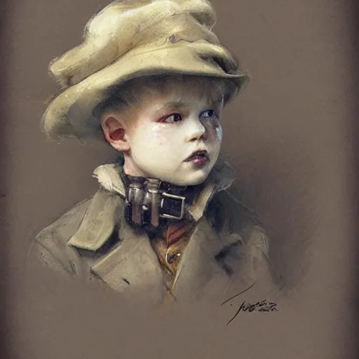 Image similar to by Jean-Baptiste Monge !!!!!!!!!!!!!!!!!!!!!!!!!!! (((((((((portrait of boy dressed as steampunk detective . muted colors.)))))))))