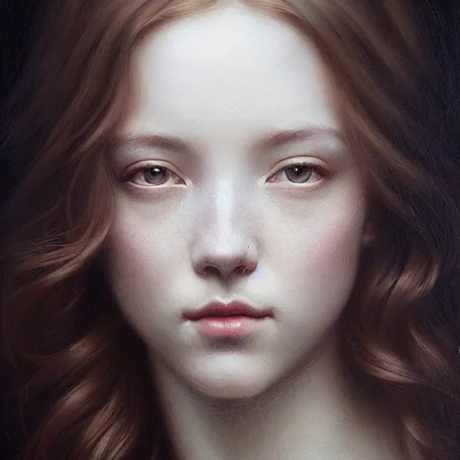 Image similar to beautiful striking Pre-Raphaelite Sydney Sweeney by Artgerm and Greg Rutkowski, pale, intricate, elegant, highly detailed, digital painting