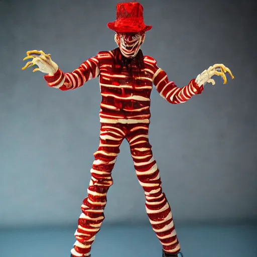 Image similar to freddy krueger ice cream figure, realistic photography, high detailed