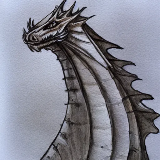 Image similar to dragon portrait sketch and watercolour