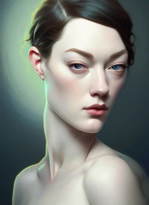 Image similar to symmetry portrait of stoya, intricate, elegant, highly detailed, digital painting, artstation, concept art, smooth, sharp focus, illustration, art by artgerm and greg rutkowski and alphonse mucha, 8 k